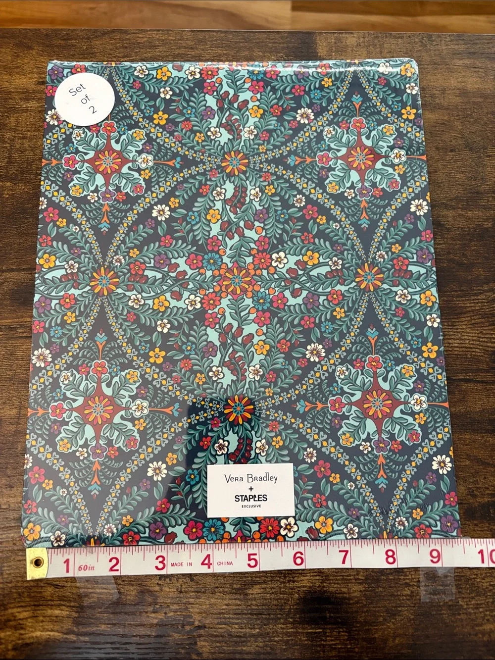 New (Sealed) Vera Bradley Teal Floral Hardcover Notebook and Folder Set